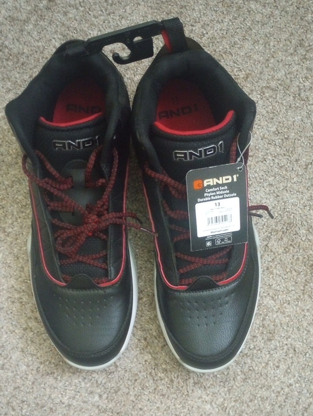 And1 Men's Black and Red High-Top Sneakers